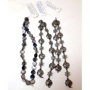 3 Blue Moon 14" Strands 2 Rose Metal Connectors 1 Shell Strand Jewelry Making